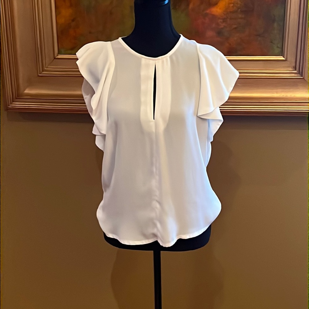 Alythea Cream Colored Flutter Sleeve Blouse